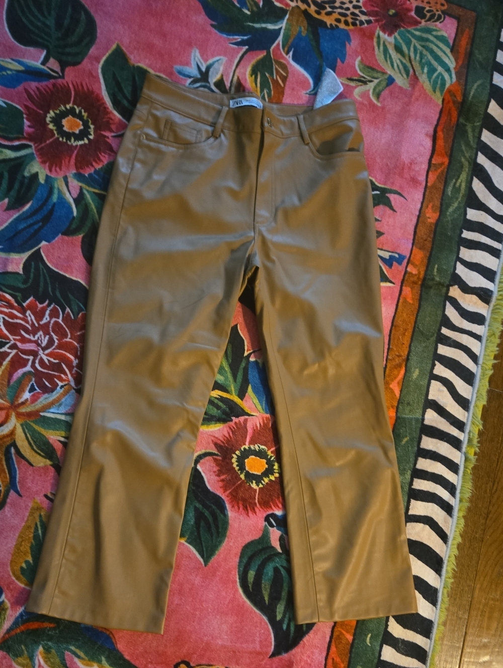 Zara Faux Leather Pants in Light Brown